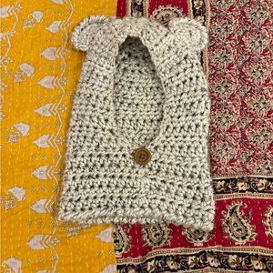 Handmade Cozy Cream Knit Bear Ear Hat